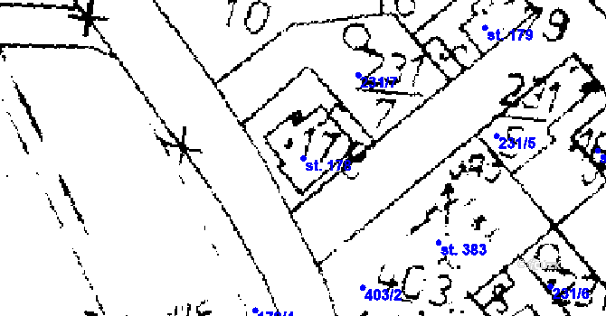 Parcela st. 178 v KÚ Zvoleněves, Katastrální mapa