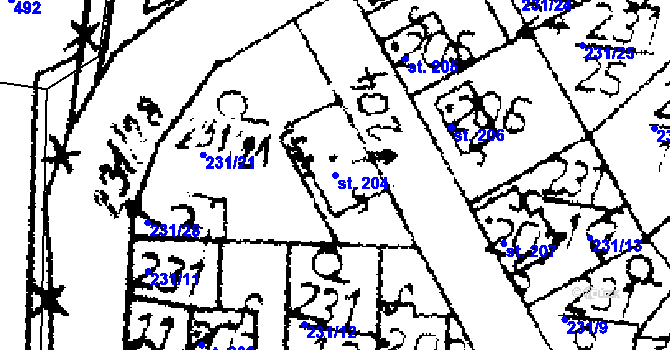 Parcela st. 204 v KÚ Zvoleněves, Katastrální mapa