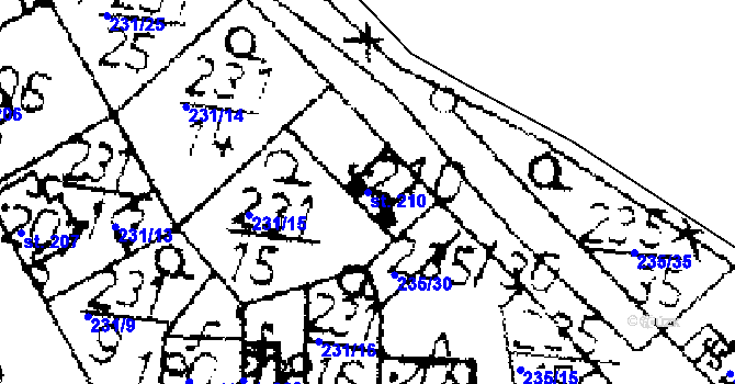 Parcela st. 210 v KÚ Zvoleněves, Katastrální mapa