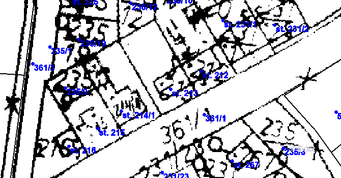 Parcela st. 213 v KÚ Zvoleněves, Katastrální mapa