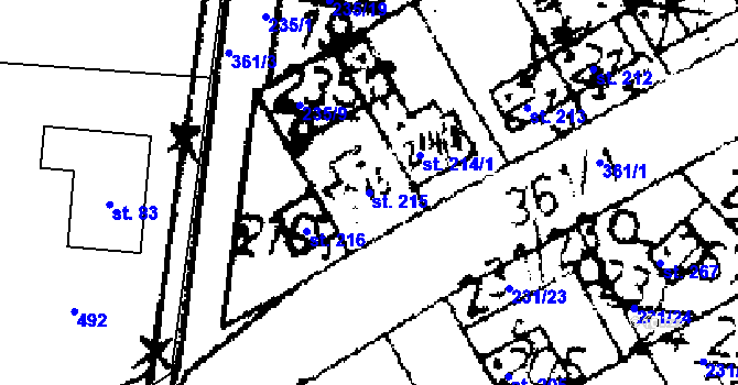 Parcela st. 215 v KÚ Zvoleněves, Katastrální mapa