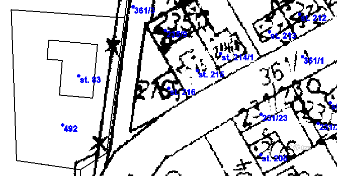 Parcela st. 216 v KÚ Zvoleněves, Katastrální mapa