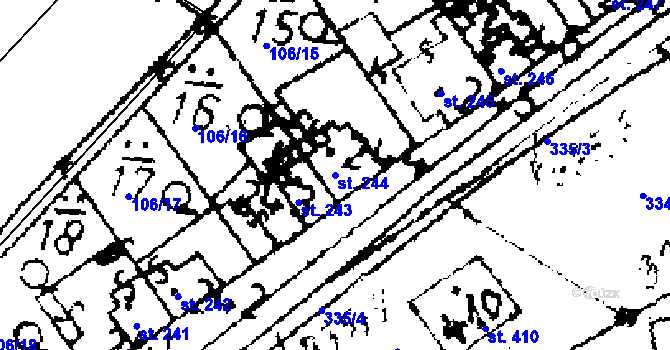 Parcela st. 244 v KÚ Zvoleněves, Katastrální mapa
