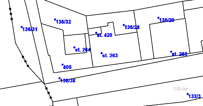 Parcela st. 263 v KÚ Zvoleněves, Katastrální mapa