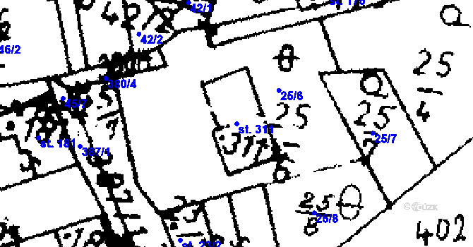 Parcela st. 311 v KÚ Zvoleněves, Katastrální mapa
