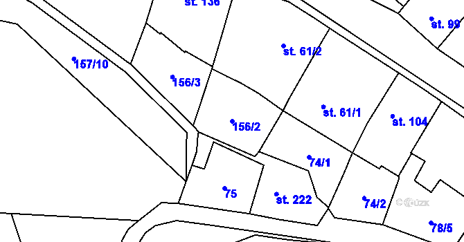 Parcela st. 156/2 v KÚ Zvoleněves, Katastrální mapa
