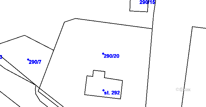 Parcela st. 290/20 v KÚ Zvoleněves, Katastrální mapa
