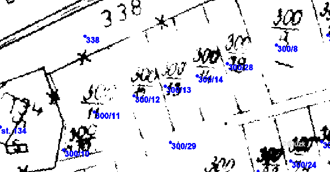 Parcela st. 300/13 v KÚ Zvoleněves, Katastrální mapa