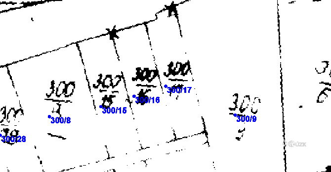 Parcela st. 300/17 v KÚ Zvoleněves, Katastrální mapa