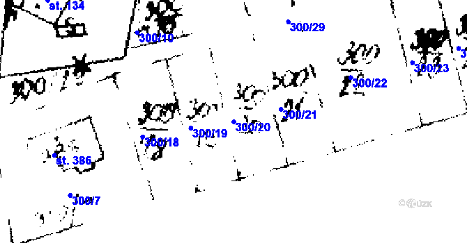 Parcela st. 300/20 v KÚ Zvoleněves, Katastrální mapa
