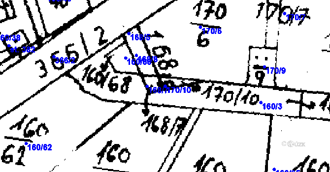 Parcela st. 170/10 v KÚ Zvoleněves, Katastrální mapa