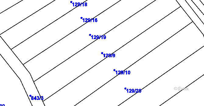 Parcela st. 129/9 v KÚ Zvolenovice, Katastrální mapa