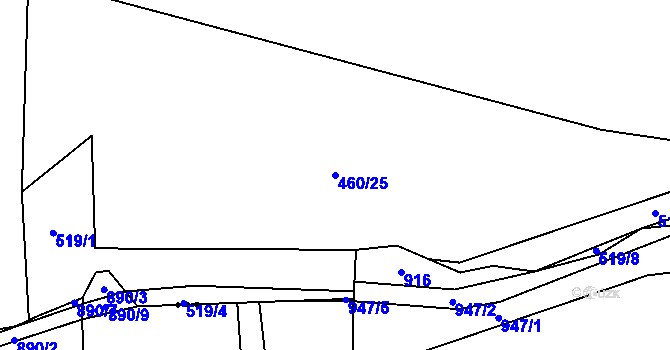 Parcela st. 460/25 v KÚ Zvolenovice, Katastrální mapa