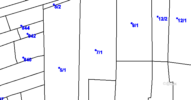 Parcela st. 7/1 v KÚ Žabčice, Katastrální mapa