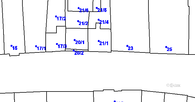 Parcela st. 21/3 v KÚ Žabčice, Katastrální mapa