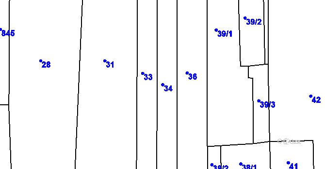 Parcela st. 34 v KÚ Žabčice, Katastrální mapa