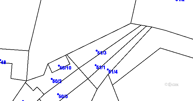 Parcela st. 51/3 v KÚ Žabčice, Katastrální mapa