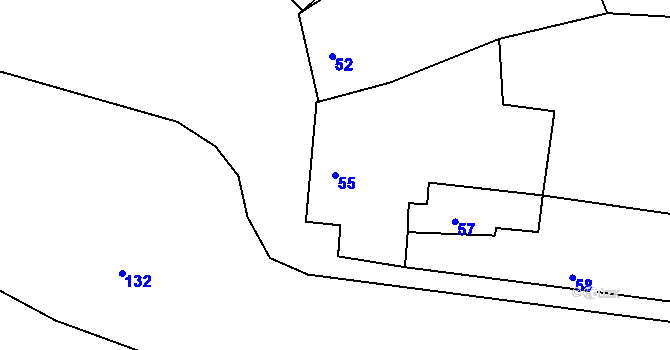 Parcela st. 55 v KÚ Žabčice, Katastrální mapa
