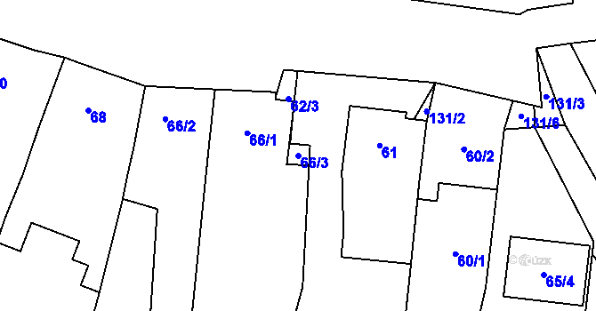 Parcela st. 66/3 v KÚ Žabčice, Katastrální mapa