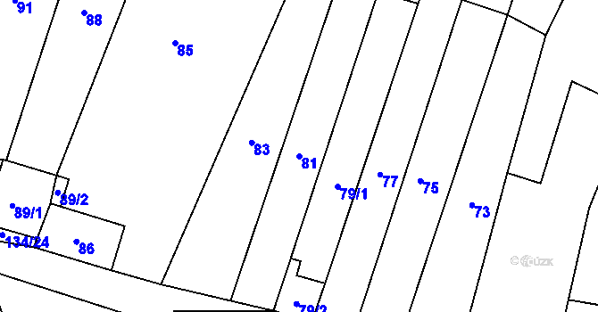 Parcela st. 81 v KÚ Žabčice, Katastrální mapa
