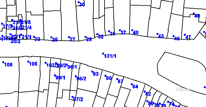 Parcela st. 131/1 v KÚ Žabčice, Katastrální mapa