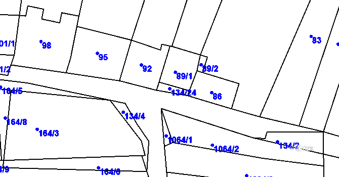 Parcela st. 134/24 v KÚ Žabčice, Katastrální mapa