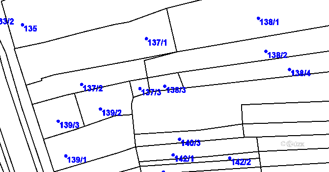 Parcela st. 138/3 v KÚ Žabčice, Katastrální mapa