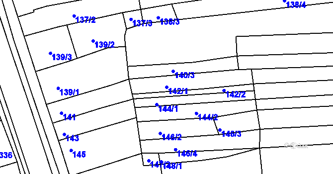 Parcela st. 142/1 v KÚ Žabčice, Katastrální mapa