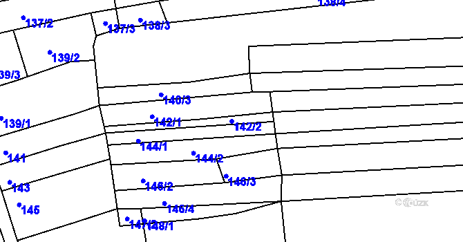Parcela st. 142/2 v KÚ Žabčice, Katastrální mapa