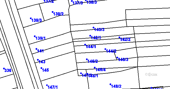 Parcela st. 144/1 v KÚ Žabčice, Katastrální mapa