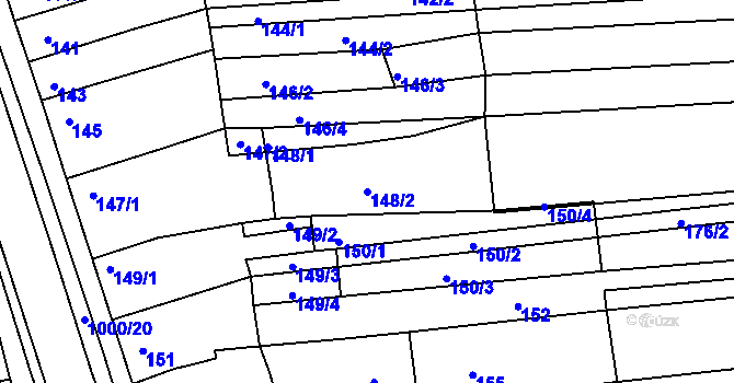 Parcela st. 148/2 v KÚ Žabčice, Katastrální mapa