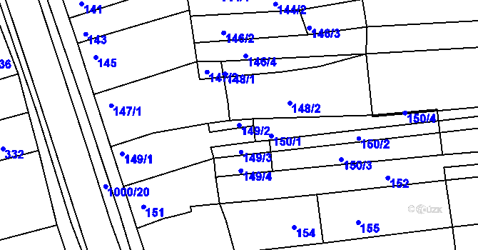 Parcela st. 149/2 v KÚ Žabčice, Katastrální mapa