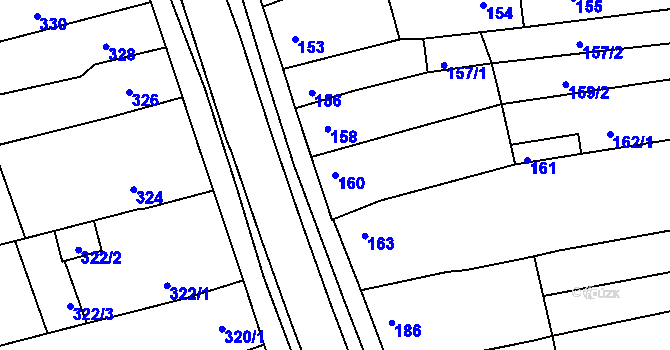 Parcela st. 160 v KÚ Žabčice, Katastrální mapa