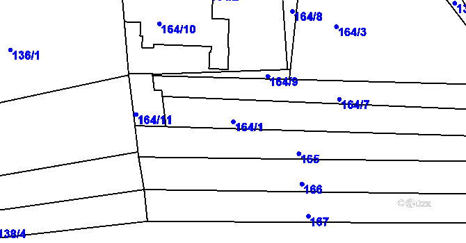 Parcela st. 164/1 v KÚ Žabčice, Katastrální mapa