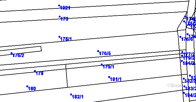 Parcela st. 176/5 v KÚ Žabčice, Katastrální mapa