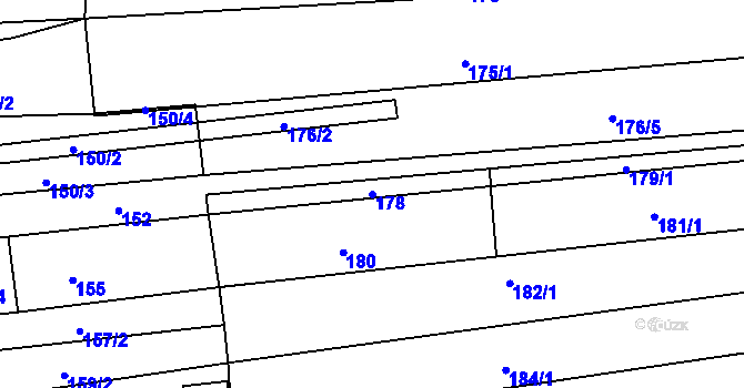 Parcela st. 178 v KÚ Žabčice, Katastrální mapa