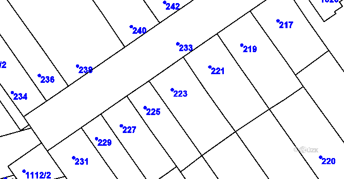 Parcela st. 223 v KÚ Žabčice, Katastrální mapa