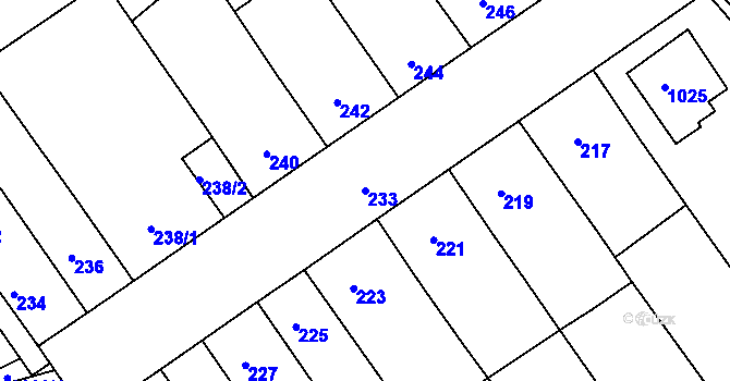 Parcela st. 233 v KÚ Žabčice, Katastrální mapa
