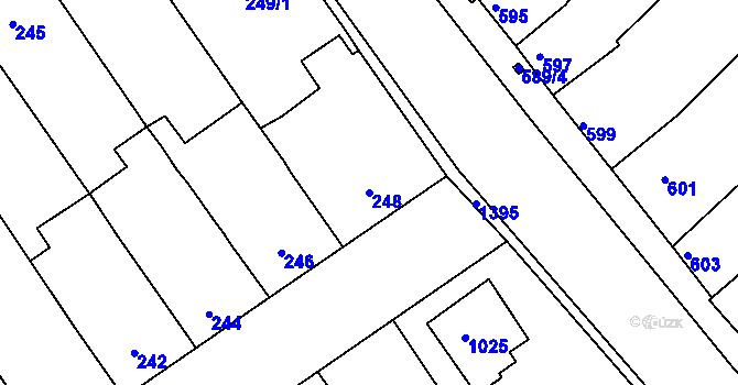 Parcela st. 248 v KÚ Žabčice, Katastrální mapa