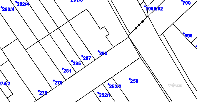 Parcela st. 290 v KÚ Žabčice, Katastrální mapa