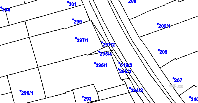 Parcela st. 295/4 v KÚ Žabčice, Katastrální mapa