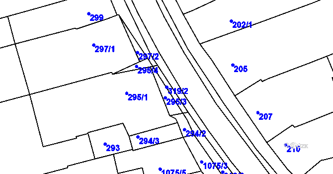 Parcela st. 319/2 v KÚ Žabčice, Katastrální mapa