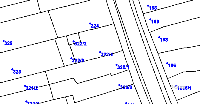 Parcela st. 322/1 v KÚ Žabčice, Katastrální mapa
