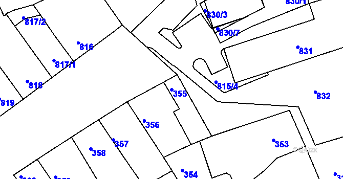 Parcela st. 355 v KÚ Žabčice, Katastrální mapa