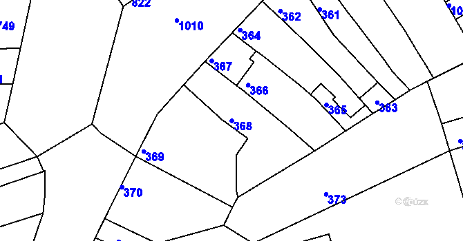 Parcela st. 368 v KÚ Žabčice, Katastrální mapa