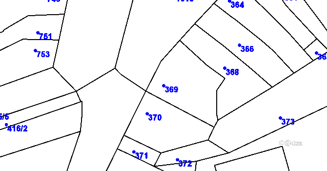 Parcela st. 369 v KÚ Žabčice, Katastrální mapa