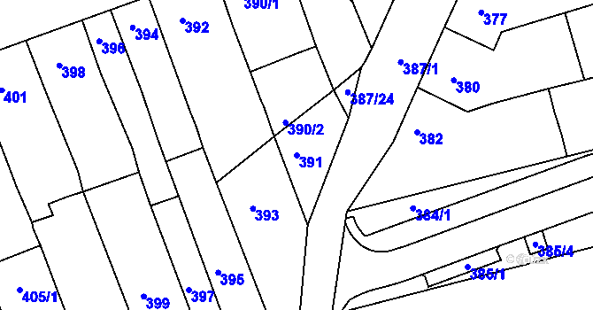 Parcela st. 391 v KÚ Žabčice, Katastrální mapa