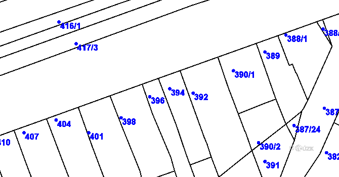 Parcela st. 394 v KÚ Žabčice, Katastrální mapa