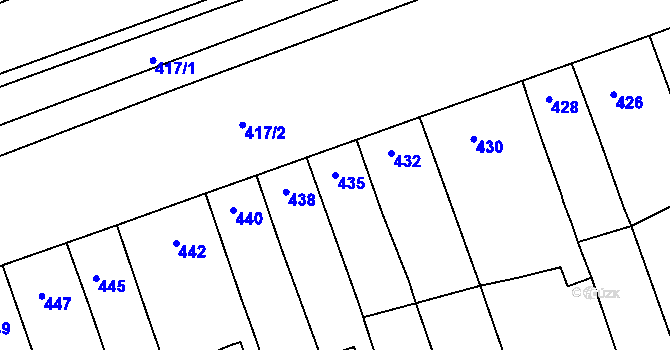 Parcela st. 435 v KÚ Žabčice, Katastrální mapa