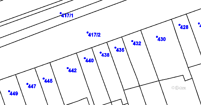 Parcela st. 438 v KÚ Žabčice, Katastrální mapa
